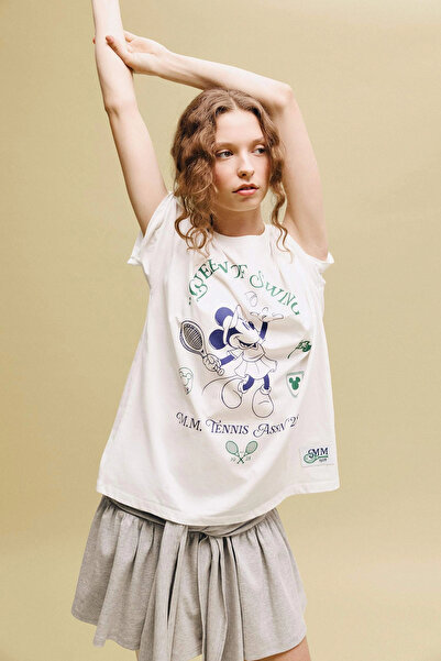 DeFacto G9574AXWT32 Λευκό μπλουζάκι Disney Mickey & Minnie με στάμπα και κοντ...