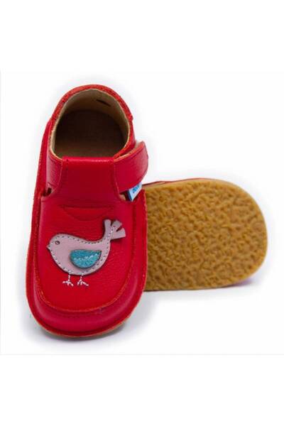 DODO SHOES Pantofi copii barefoot Vrabiuta, Culoare Rosu din piele naturala, ...