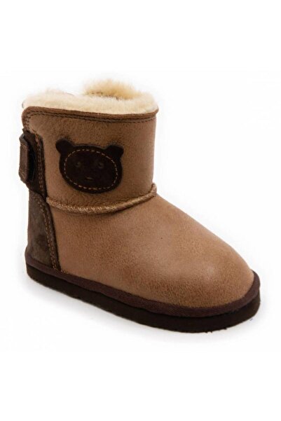 DODO SHOES Cizme copii barefoot Ursulet, Culoare Biscuit, piele naturala cu t...