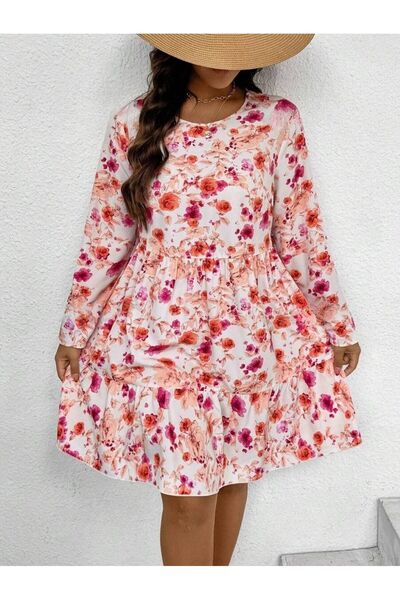 Iuliashop Rochie scurtă albă Martina cu imprimeu floral multicolor - Mărimi m...