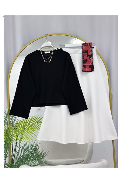 YEDİLALE Oy.Şo Bluz Puf Scuba Flared Skirt Dual Set [Only the Blouse and Skir...