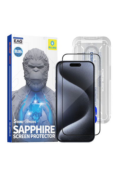 BLUEO Προστατευτική μεμβράνη για iPhone 15 Pro, Διαφανής, μαύρη