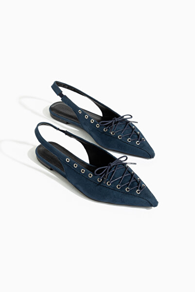 camaiore Γυναικείες μπαλαρίνες με μυτερή μύτη σε μπλε ναυτικό σουέντ