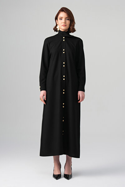 tugfashion Mina Hakim Yaka Elbise Siyah