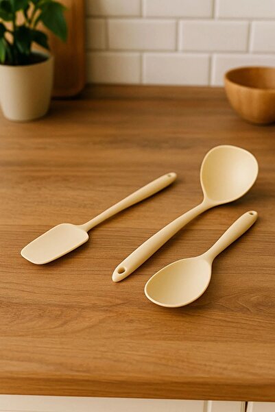 Bev Kitchen Silicone 3 Piece Heat Resistant Cream Food Serving and Prep Set