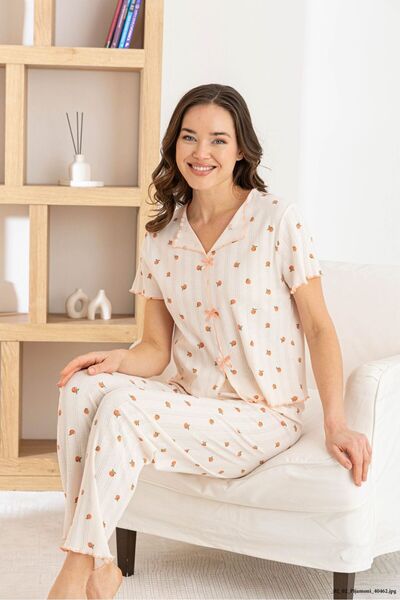 FORMO Γυναικείο σετ πιτζάμες από 100% βαμβάκι με κορδέλα/φιόγκο, κοντομάνικο,...