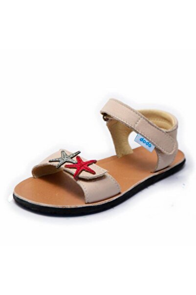 DODO SHOES Sandale copii barefoot Luna Starfish, Culoare Cream din piele natu...