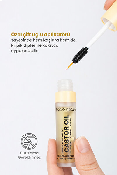 Bade Natural Ultra Hacim Veren Doğal Hint Yağı Kaş Kirpik Serumu Besleyici, Güçlendirici, Dolgunlaştırıcı 10 ml