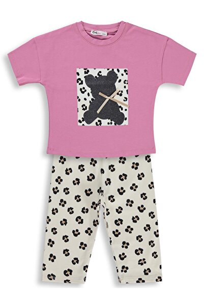Civil Girls Σετ με σχέδιο λεοπάρ αρκουδάκι για 2-5 ετών - Ροζ