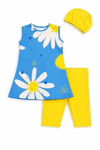 Beniizle Σετ μαγιό για κορίτσια 3 τεμαχίων με στάμπα και χωρίς μανίκια