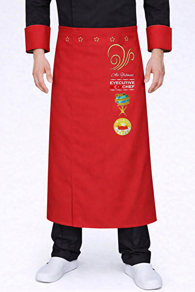Üniformanya Ποδιά Μάγειρα με Όνομα και Δώρο, Ποδιά Σεφ που δένει στη μέση, Πο...