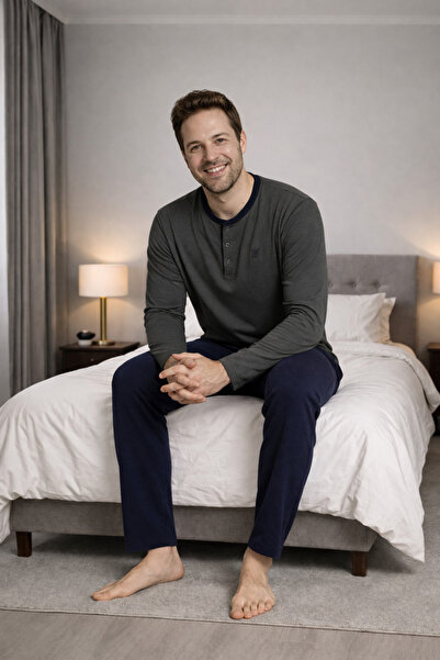 FORMO Men's 100% Natural Cotton Long Sleeve Buttoned High Quality Battal Paja...