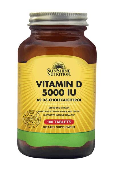 SUNSHINE NUTRITION Vitamin D As D3-Cholecalciferol Dietary Supplement 100 tab...