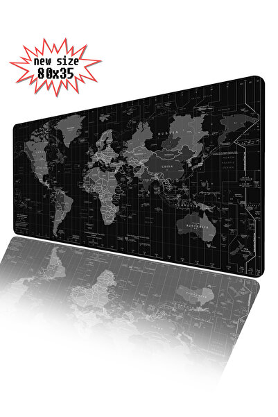 Mativia DÜNYA HARİTASI XXL Mousepad 80x35 Büyük Boy Kaymaz Taban Gaming Pad