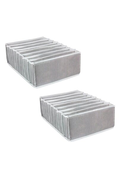 Bluendy Οργανωτής ακορντεόν με 2 θήκες συρταριών, γκρι ριγέ, πτυσσόμενος οργα...