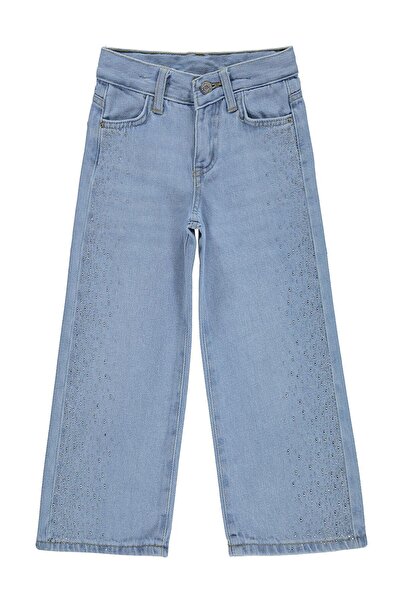 Civil Girls Παντελόνι τζιν με πέτρες, φαρδιά μπατζάκια, για 10-13 ετών - Μπλε