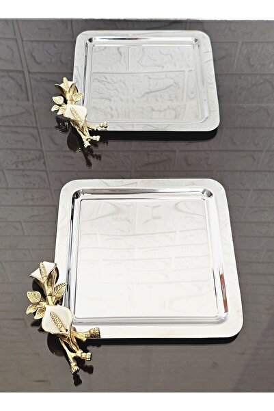 atabey home collection 2 Pieces Silver Coffee & Tea & Presentation Tray Cast ...