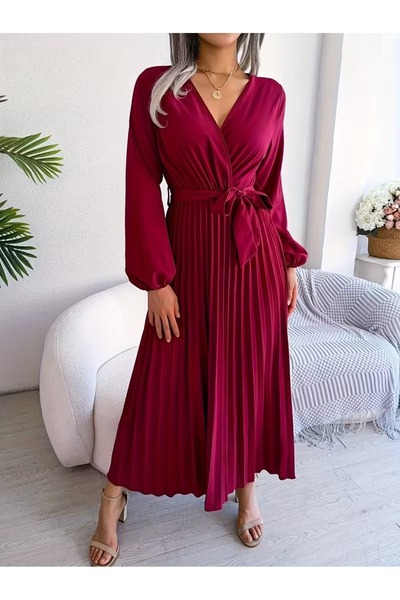 Iuliashop Farine Grena Πλισέ Μίντι Φόρεμα - M
