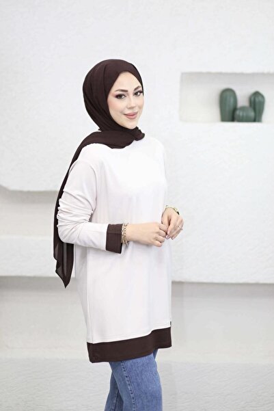 Suede Style 6447 - Άνετο, χαλαρό γυναικείο μακρύ φούτερ Lina Basic