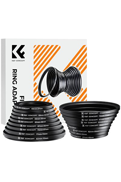 K&F CONCEPT K&F 18 Τεμάχια, Κιτ Μεταλλικών Δακτυλίων Βαθμίδων για Φίλτρα Φακώ...