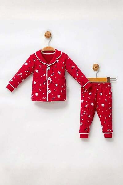 Trend Baby Kids Devojčice - Dečaci Pidžama Set sa Zvezdastim Uzorkom Crvena 1...