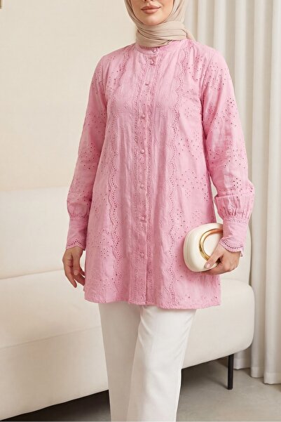 Modamorfo Πουκάμισο με δαντέλα στο γιακά και στις μανίκια, με κουμπιά και φόδ...