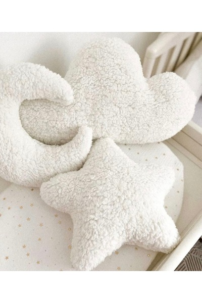 oiphome Λούτρινο σετ 3 τεμαχίων αστεριών σε σχήμα φεγγαριού, λευκό, 22 εκ.