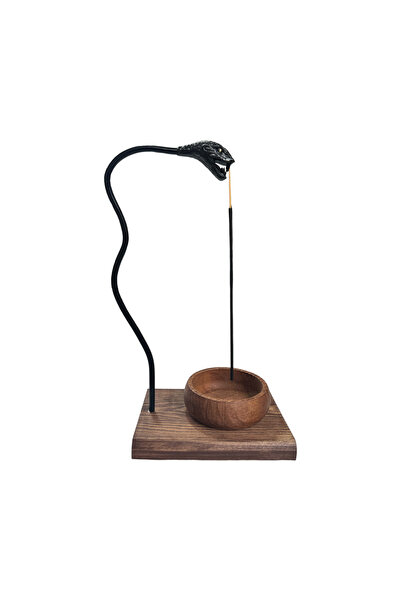 Prusias Wood Ahşap Tütsülük Yılan Başlı Dekoratif Tütsü Tutucu | El Yapımı Pr...