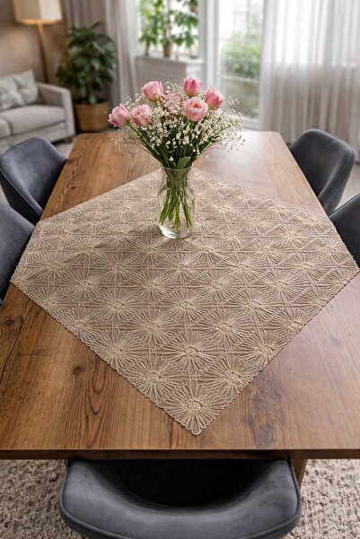 Lena Maison Ella Lace Table and Fiskos Cover Mink Color 95X95 cm