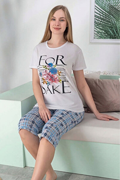 Farya Home Σετ πιτζάμες με βαμβακερό σχέδιο και κοντό μανίκι Bermuda Capri