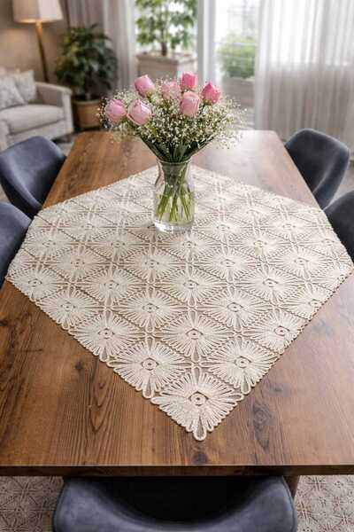 Lena Maison Ella Lace Table and Fiskos Coverlet Gold Glitter Cream Chenille 9...