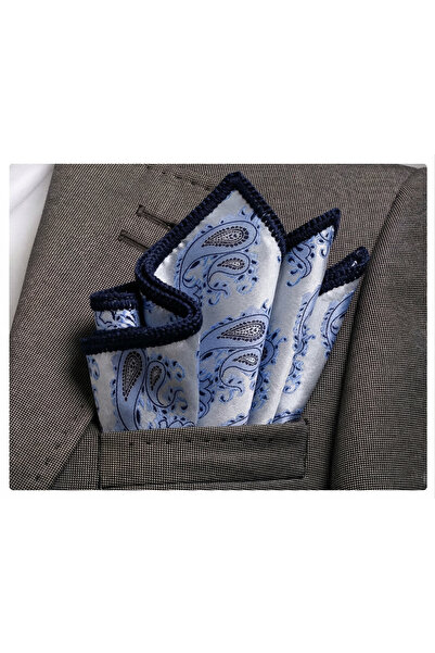 Exve Exclusive Ασημί μπλε σάλι με μοτίβο, χειροποίητο πλεκτό αξεσουάρ τσέπης,...