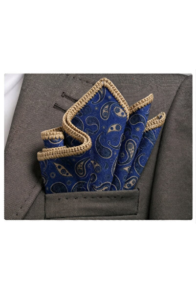 Exve Exclusive Μαντήλι τσέπης με χειροποίητο πλεκτό σχέδιο σε μπλε ναυτικό με...