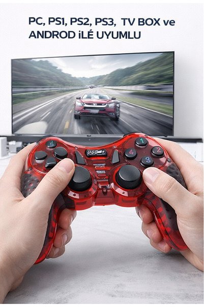 Aırstorr Kablosuz Oyun Kolu 2.4GHz – PC, PS1, PS2, PS3, TV Box ve Android Uyumlu – Çift Titreşimli Gamepad