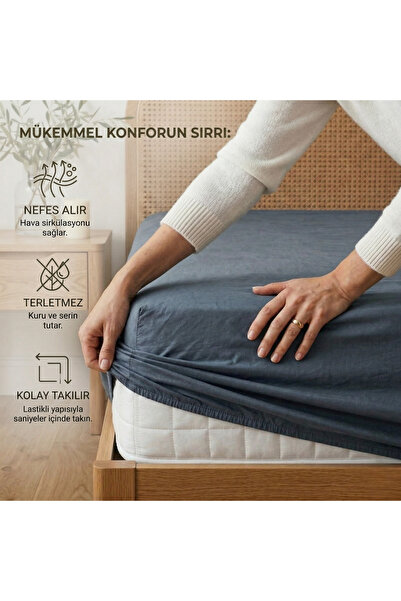 Prime Sleeks 100% Cotton Double Fitted Sheet 160X200 cm Poplin Fabric