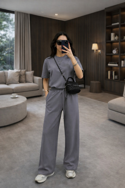 BARLİZ Γυναικείο άνετο καλοκαιρινό κοντομάνικο σετ δύο τεμαχίων