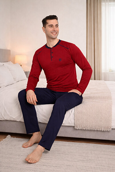 FORMO PREMIUM Ανδρικό σετ πιτζάμες με μακριά μανίκια και κουμπιά, από 100% φυ...