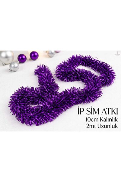 İp Sim Atkı 10 cm Kalın Dilim - Mor