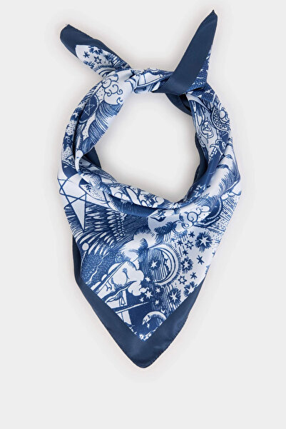 DeFacto C2653AXBE106 وشاح نسائي أزرق منقوش