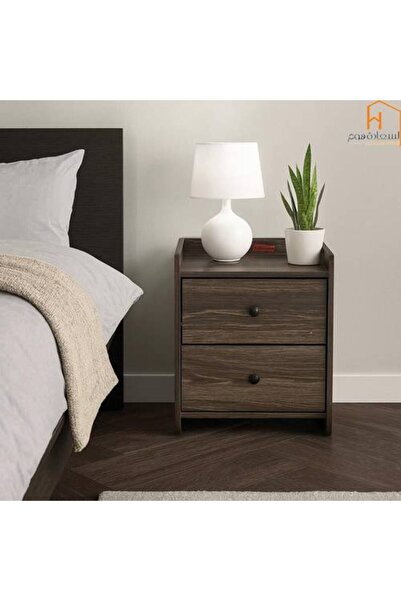 Al Saadah Home Wooden Bedside Table - Burnt Brown Color