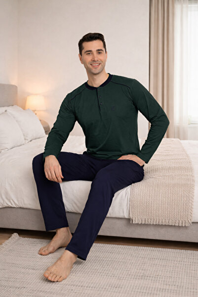 FORMO Premium Men's 100% Natural Cotton Ribbed High-Quality Buttoned Long Sle...