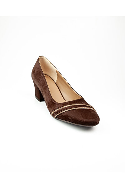 MİSS PARK MODA 541 Καφέ Σατέν Γυναικεία Παπούτσια με Τακούνι