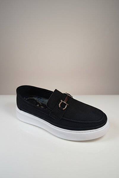 Modayak Ata M470 Black Genuine Leather Poly White Sole Silver Buckle Daily Me...