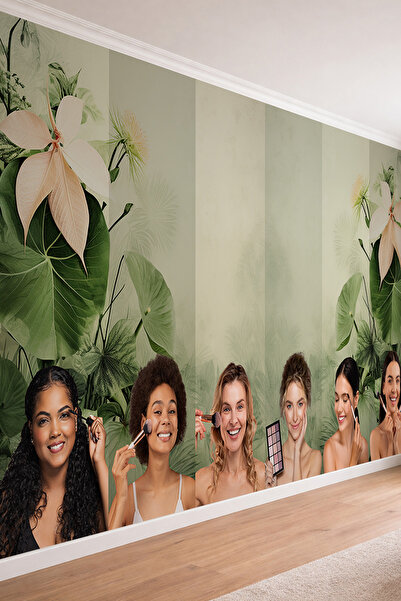 dreamwall Kadınlar ve Tropikal Yaprak Desenli Güzellik Merkezi Tek Parça Teks...