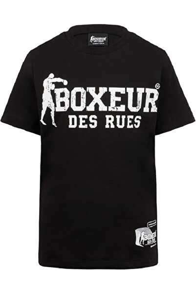 Boxeur Des Rues Ελαστικό μπλουζάκι με λογότυπο για αγόρια, μαύρο