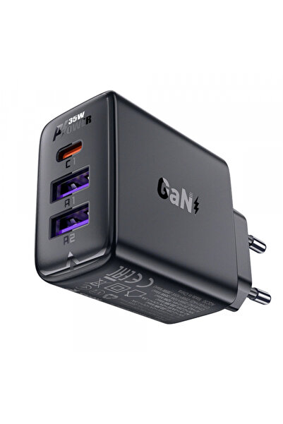 Acefast Τροφοδοτικό A57, 35W, 3A, 2 x USB-A - 1 x USB-C, Μαύρο