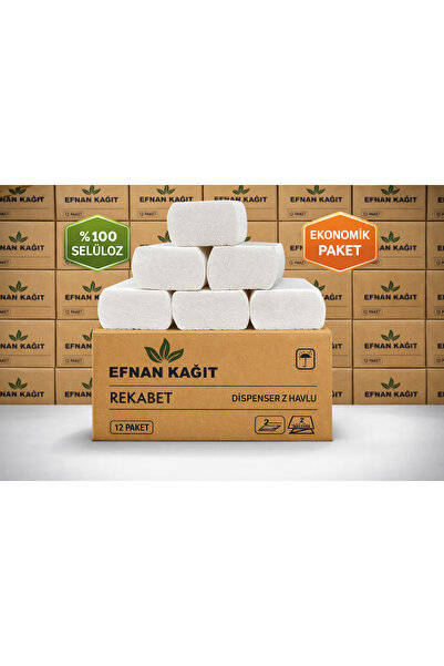 EFNAN Kağıt Rekabet Z Katlama Dispenser Havlu 12 Paket %100 Selüloz Ekonomik ...