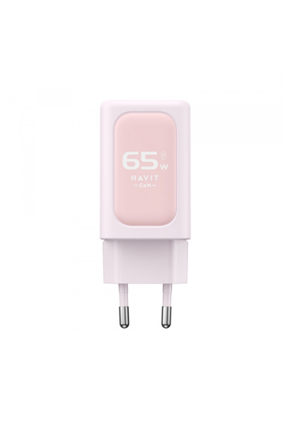OEM Havit Uc260 Τροφοδοτικό, 65W, 3A, 1 X USB-A - 2 X USB-C, Ροζ