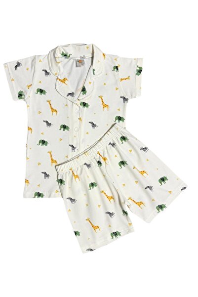 Fil Kids Αγορίστικο 100% βαμβακερό εκρού ζέβρα με σχέδιο καμηλοπάρδαλης και ε...