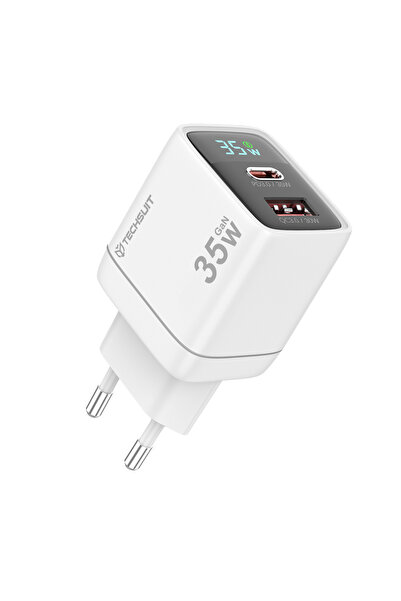 Techsuit Φορτιστής τοίχου Ledchargx (Ch3) - USB-C, USB, Τεχνολογία GAN, Γρήγο...